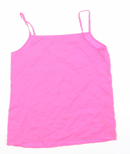 Back view of George girls’ pink polyester basic tank, size 13-14, years off the shoulder