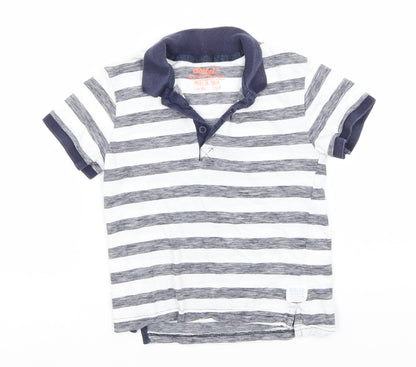Rebel Boys White Striped Cotton Basic Polo Size 5-6 Years Collared