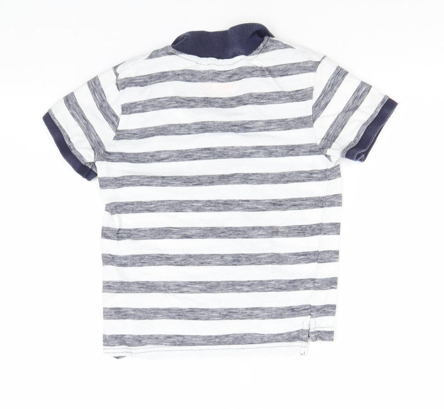 Rebel Boys White Striped Cotton Basic Polo Size 5-6 Years Collared