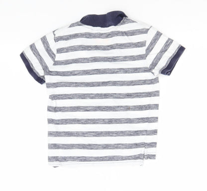 Rebel Boys White Striped Cotton Basic Polo Size 5-6 Years Collared