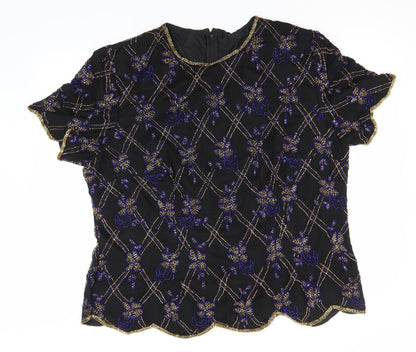 Womens UK Size  Preworn Black Basic T-Shirt