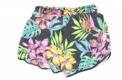 Very Girls Black Floral Cotton Hot Pants Shorts Size 10 Years  Regular