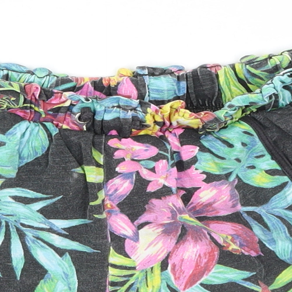 Very Girls Black Floral Cotton Hot Pants Shorts Size 10 Years  Regular