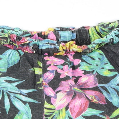 Very Girls Black Floral Cotton Hot Pants Shorts Size 10 Years  Regular