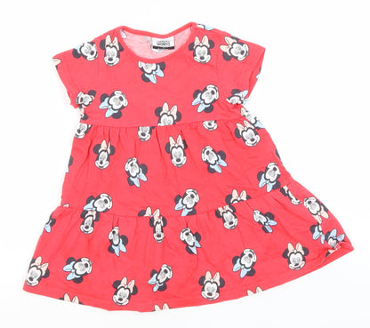Disney Baby Red  Cotton A-Line  Size 18-24 Months  Round Neck  - Minnie Mouse