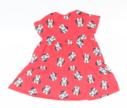Disney Baby Red  Cotton A-Line  Size 18-24 Months  Round Neck  - Minnie Mouse