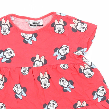 Disney Baby Red  Cotton A-Line  Size 18-24 Months  Round Neck  - Minnie Mouse