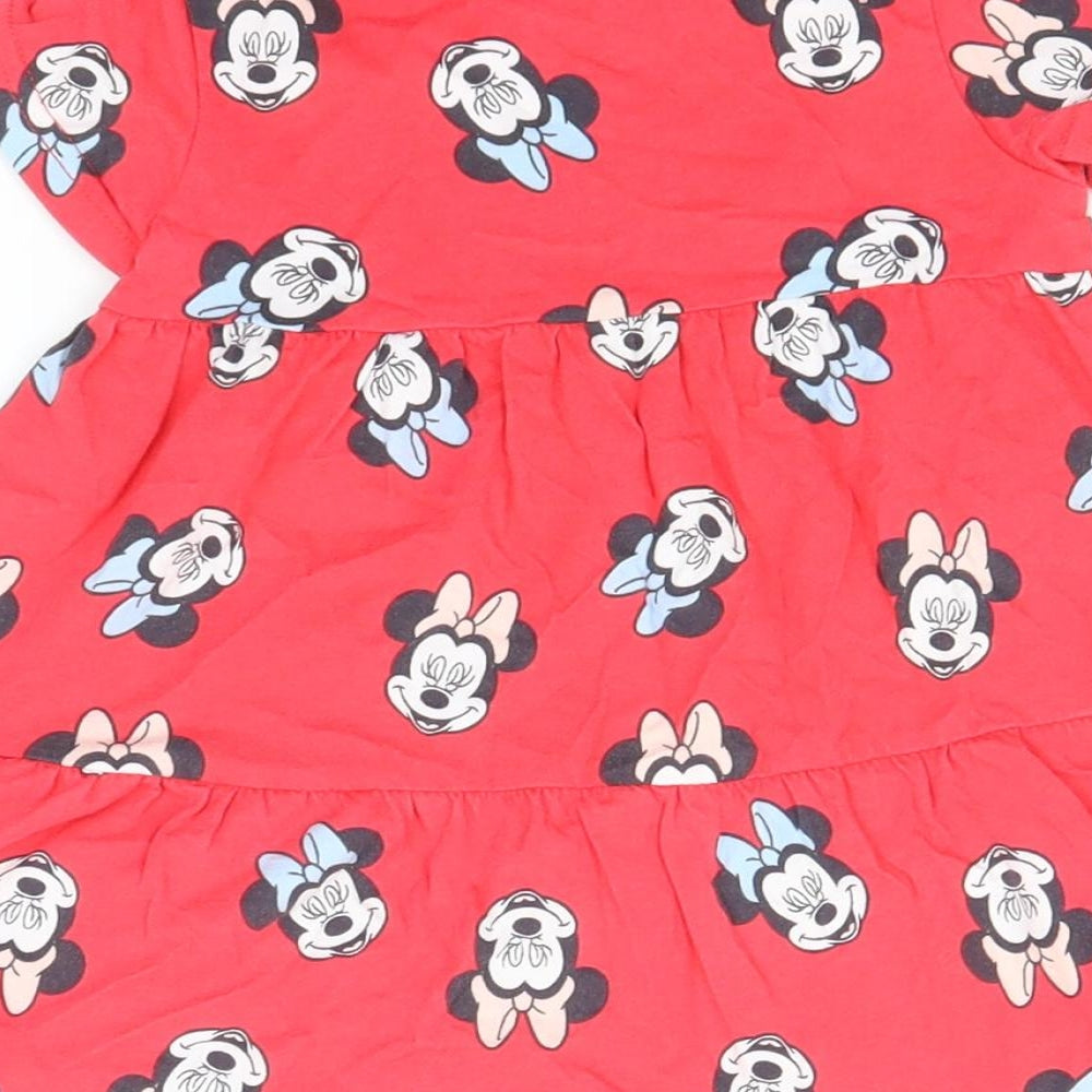 Disney Baby Red  Cotton A-Line  Size 18-24 Months  Round Neck  - Minnie Mouse