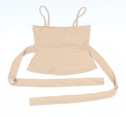 Womens UK Size 10 PRETTYLITTLETHING Beige Basic Tank