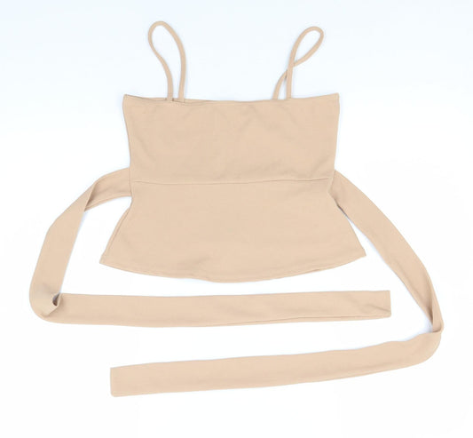 Womens UK Size 10 PRETTYLITTLETHING Beige Basic Tank