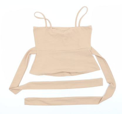 Womens UK Size 10 PRETTYLITTLETHING Beige Basic Tank