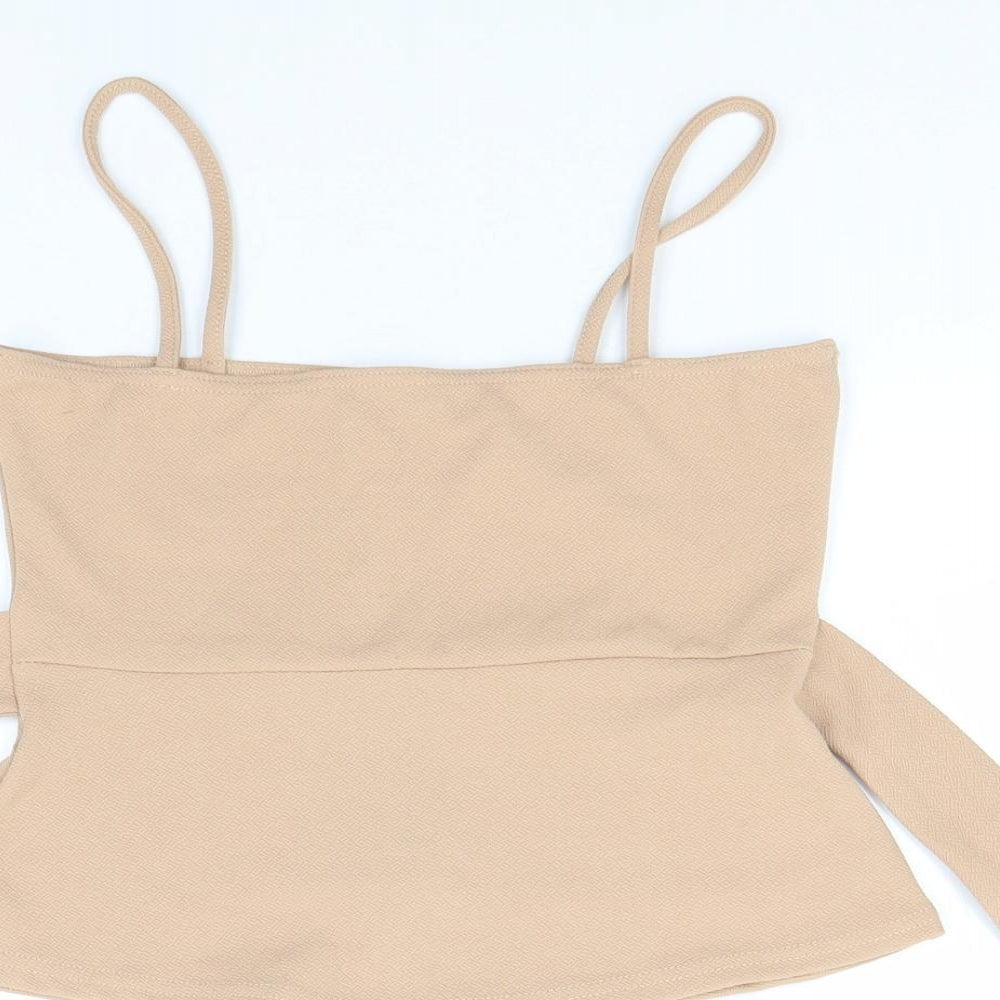 Womens UK Size 10 PRETTYLITTLETHING Beige Basic Tank