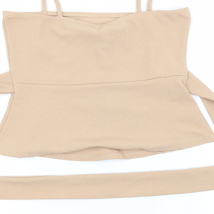 Womens UK Size 10 PRETTYLITTLETHING Beige Basic Tank