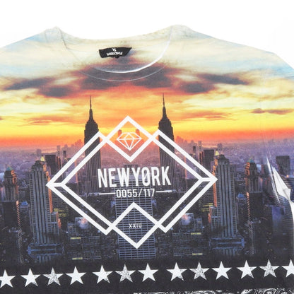 Twisted Soul Mens Multicoloured  Polyester  T-Shirt Size S Round Neck  - New York