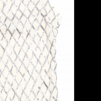 PARISIAN SIGNATURE Womens Ivory Argyle/Diamond Polyester A-Line  Size 10  Round Neck