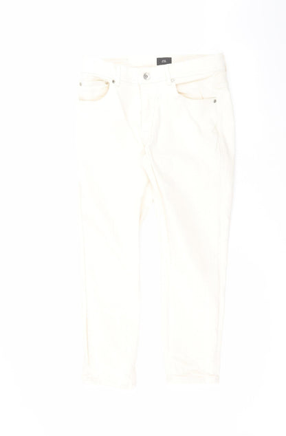 River Island Womens White  Cotton Straight Jeans Size 28 in L28 in Regular