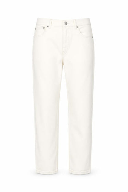 Front view of River Island women’s white cotton straight jeans, size UK 28, in, 28-inch leg regular