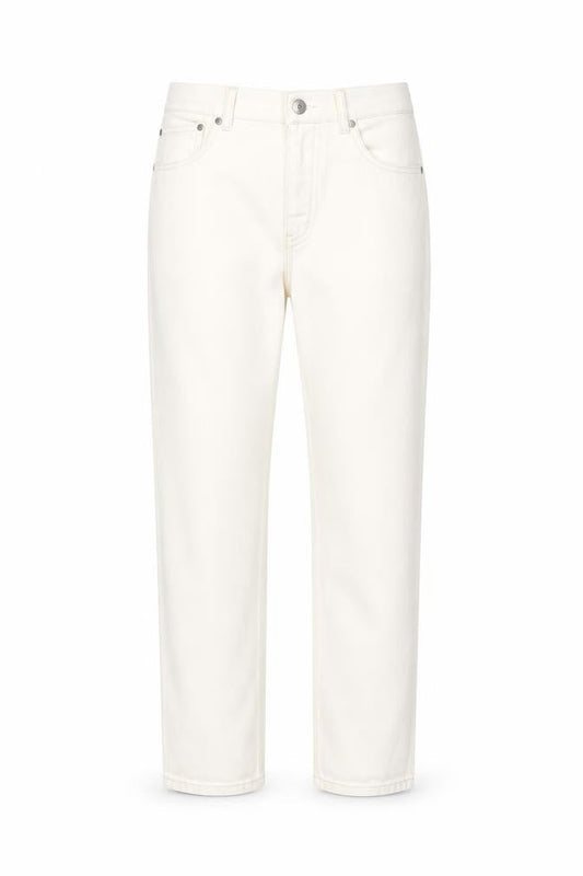 Front view of River Island women’s white cotton straight jeans, size UK 28, in, 28-inch leg regular