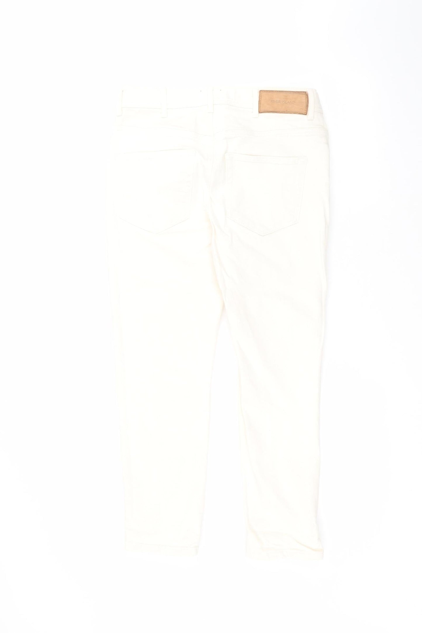 River Island Womens White  Cotton Straight Jeans Size 28 in L28 in Regular