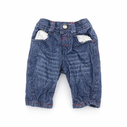 Front view of George Baby Blue Cotton Jeans, size 0-3, Months