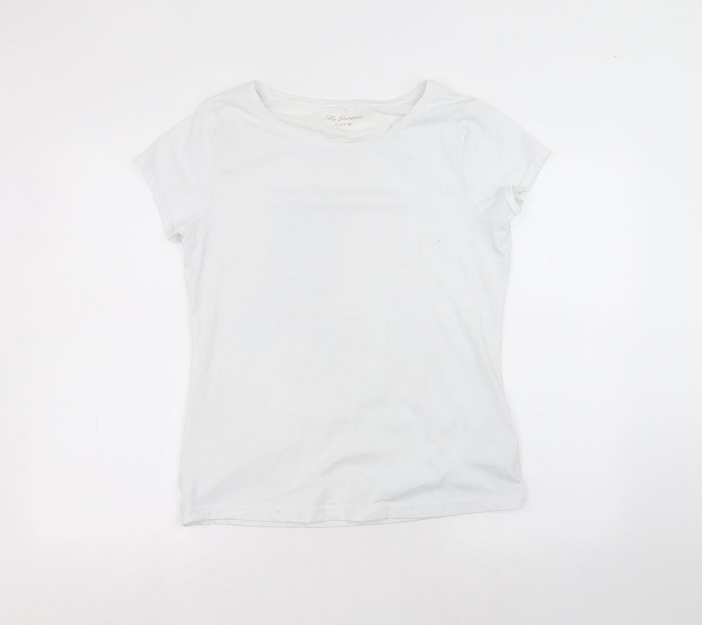 George Womens White  Polyester Basic T-Shirt Size 14 Round Neck