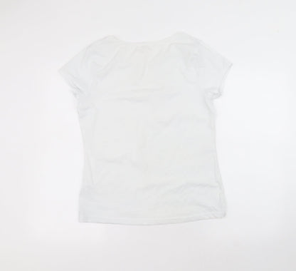 George Womens White  Polyester Basic T-Shirt Size 14 Round Neck