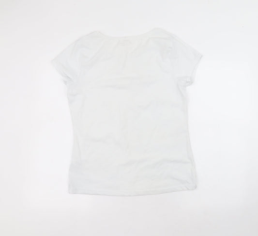 George Womens White  Polyester Basic T-Shirt Size 14 Round Neck