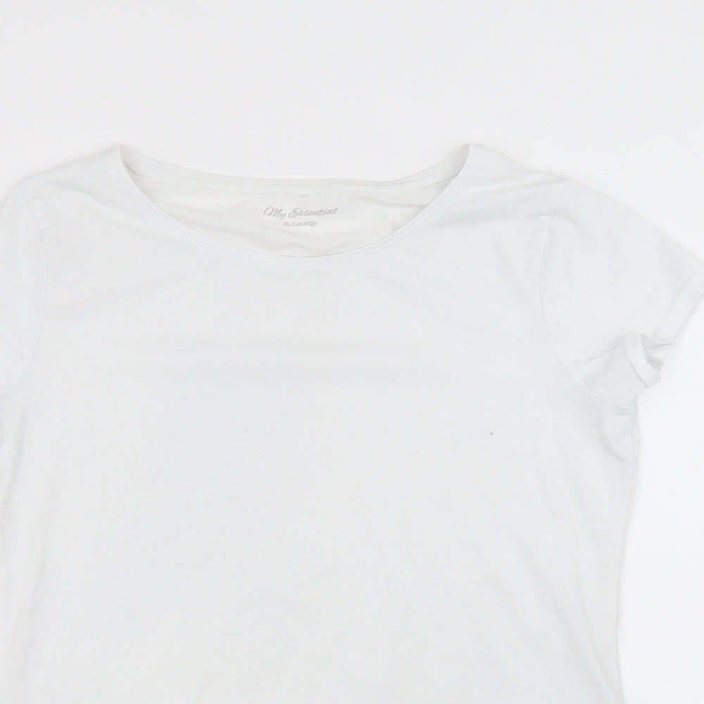 George Womens White  Polyester Basic T-Shirt Size 14 Round Neck