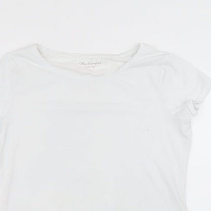 George Womens White  Polyester Basic T-Shirt Size 14 Round Neck
