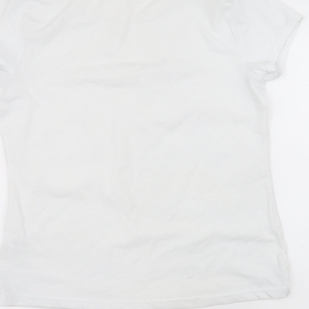 George Womens White  Polyester Basic T-Shirt Size 14 Round Neck