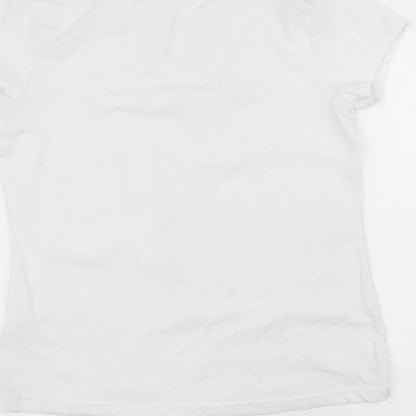 George Womens White  Polyester Basic T-Shirt Size 14 Round Neck