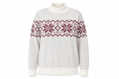 Front view of Le brave women’s white roll neck polyester jumper, size L