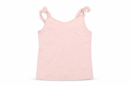 Front view of H&M girls’ pink cotton basic t-shirt, size 6-7, years round neck