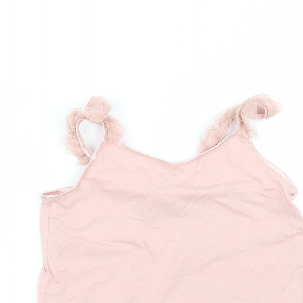 H&M Girls Pink  Cotton Basic T-Shirt Size 6-7 Years Round Neck