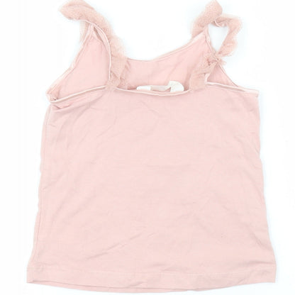 H&M Girls Pink  Cotton Basic T-Shirt Size 6-7 Years Round Neck