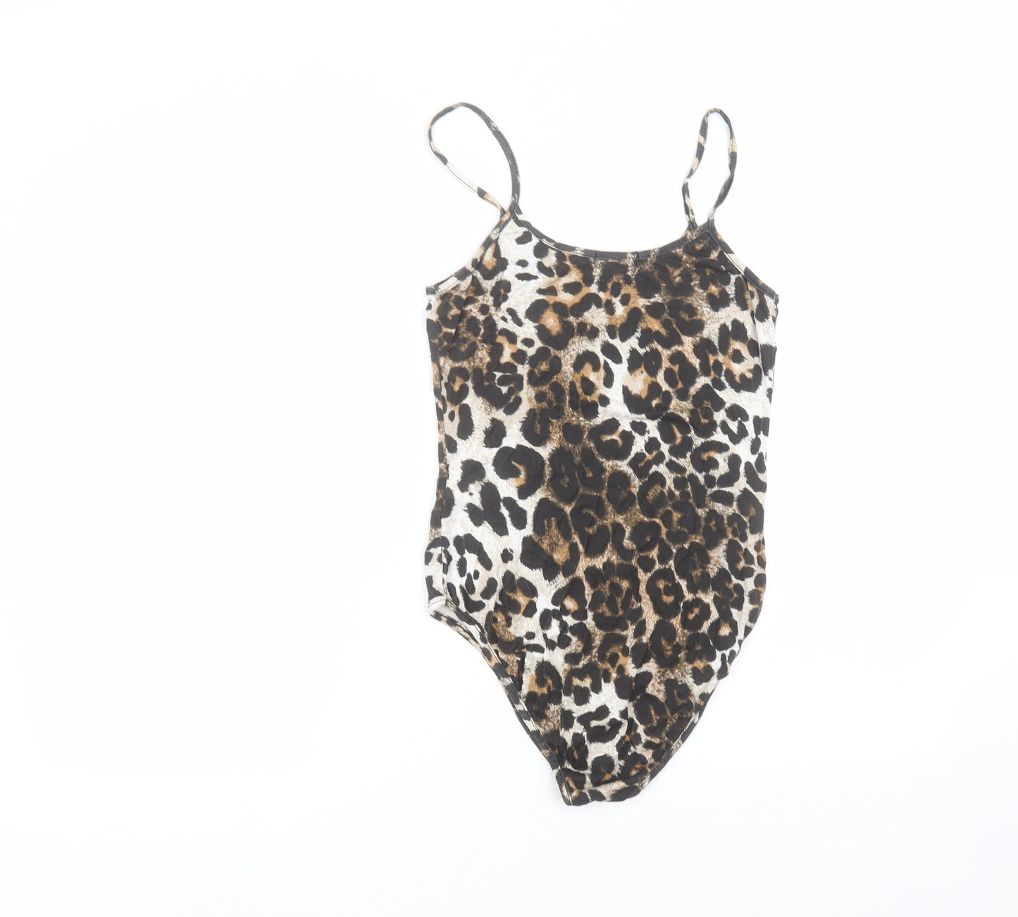 I SAW IT FIRST Womens Brown Animal Print Viscose Bodysuit One-Piece Size 8