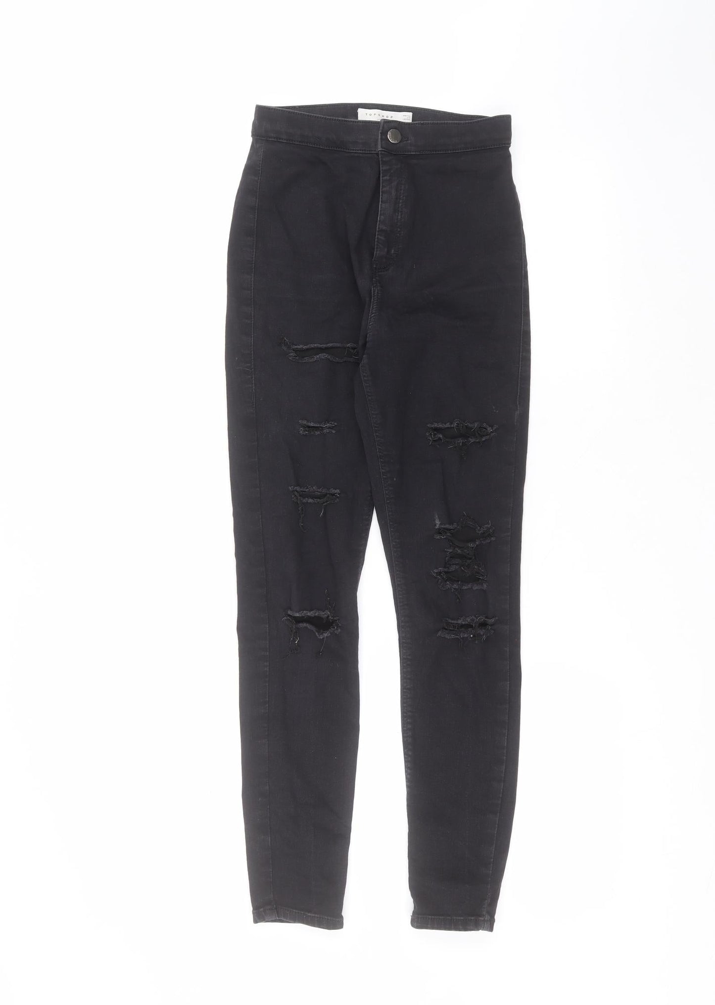 Topshop Womens Black  Cotton Skinny Jeans Size 28 in L30 in Regular