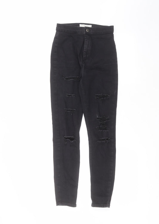 Topshop Womens Black  Cotton Skinny Jeans Size 28 in L30 in Regular
