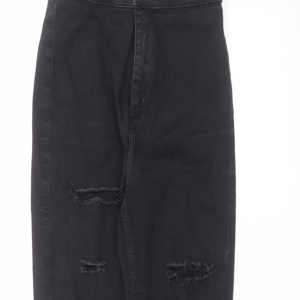 Topshop Womens Black  Cotton Skinny Jeans Size 28 in L30 in Regular