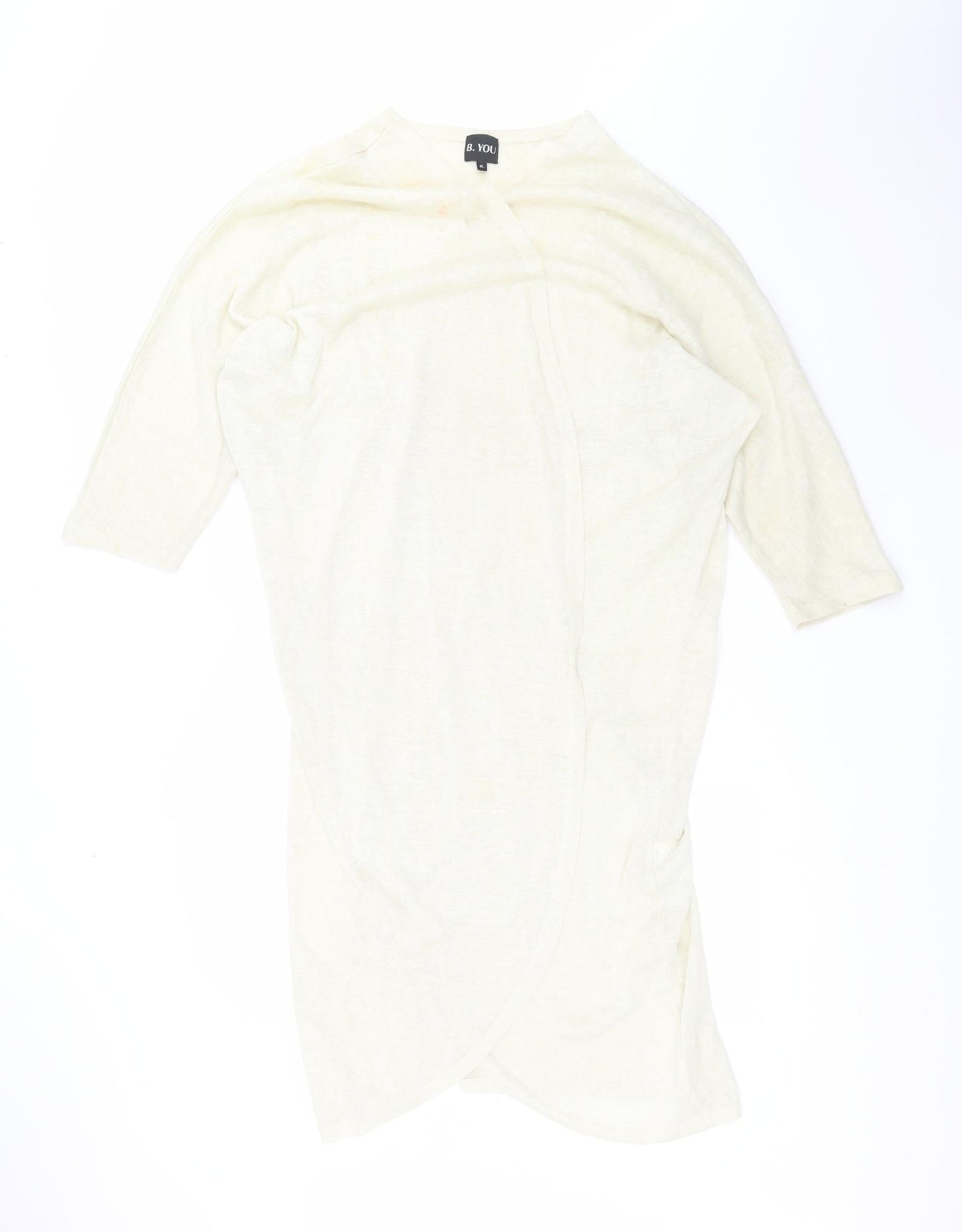 Be you Womens Yellow V-Neck  Polyester Cardigan Jumper Size XL