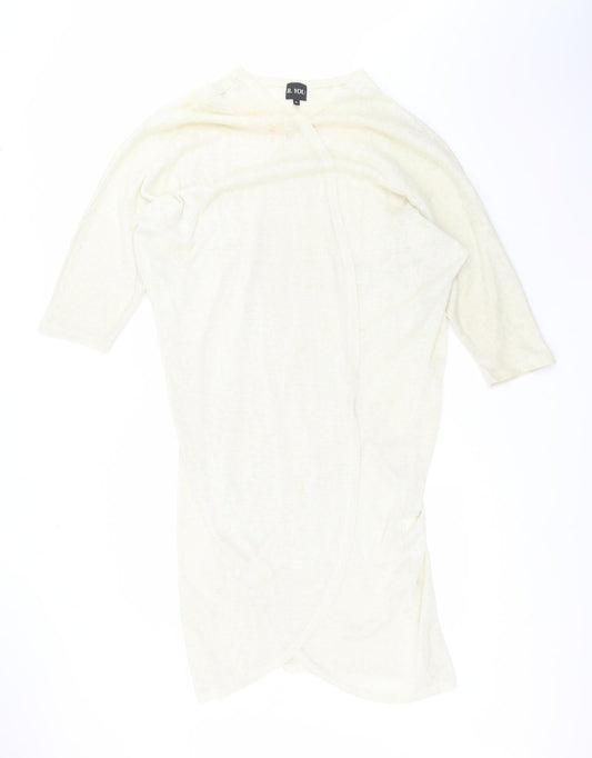 Be you Womens Yellow V-Neck  Polyester Cardigan Jumper Size XL