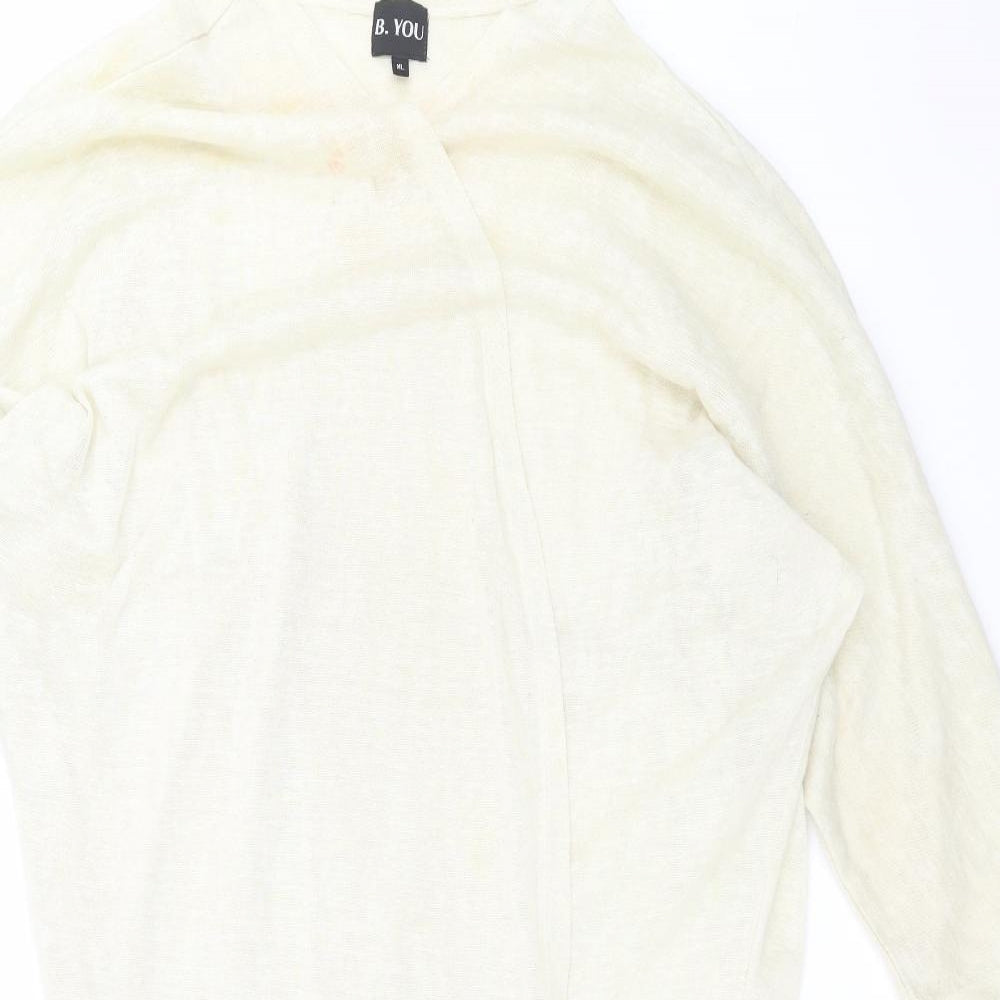 Be you Womens Yellow V-Neck  Polyester Cardigan Jumper Size XL