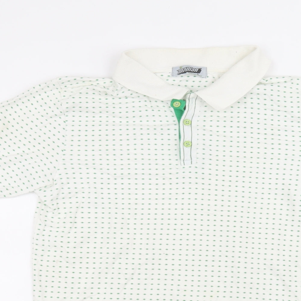 Topman Mens White  Cotton  Polo Size L Collared