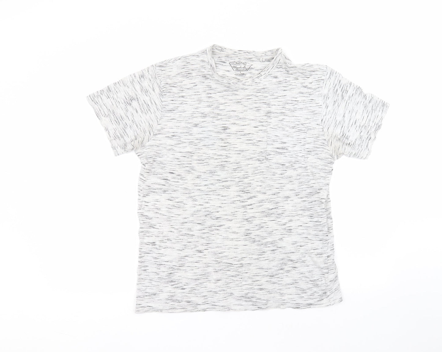 redtag Mens White  Cotton  T-Shirt Size S Round Neck