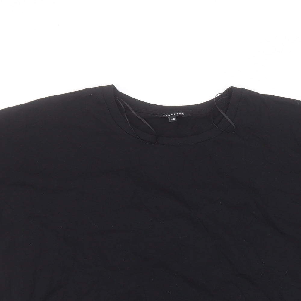Womens UK Size 22 Peacocks Black Basic T-Shirt