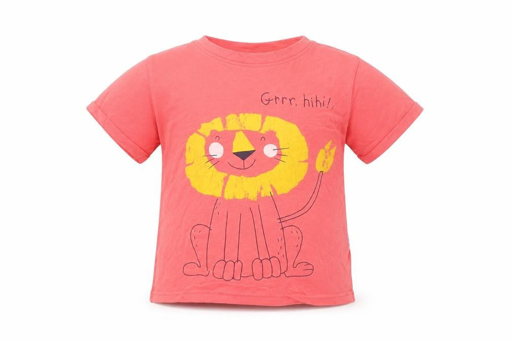 Front view of ASSB girls’ pink cotton basic t-shirt, size 5, years round neck