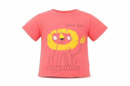 Front view of ASSB girls’ pink cotton basic t-shirt, size 5, years round neck