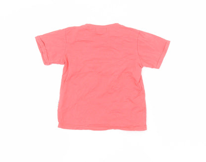 ASSB Girls Pink  Cotton Basic T-Shirt Size 5 Years Round Neck