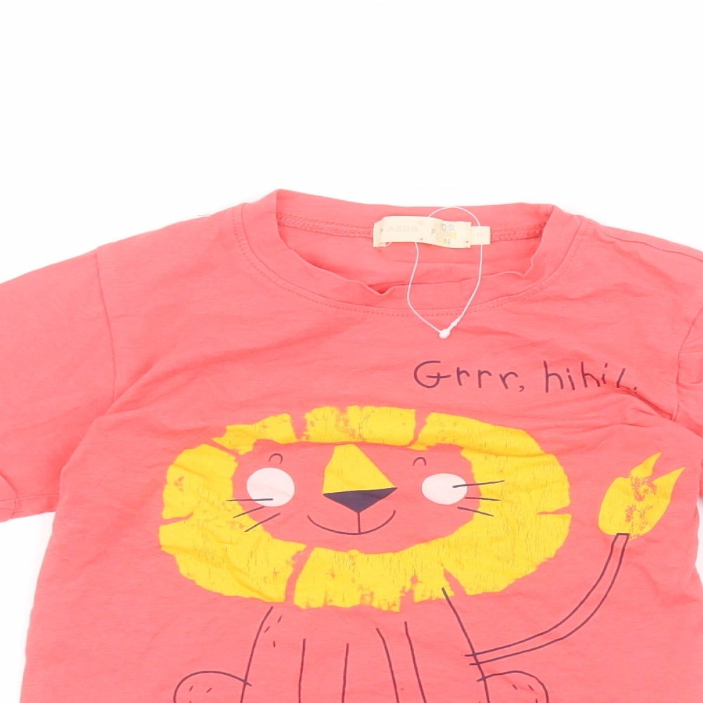 ASSB Girls Pink  Cotton Basic T-Shirt Size 5 Years Round Neck