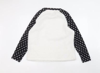 Nutmeg Womens White Round Neck  Polyester Pullover Jumper Size 16